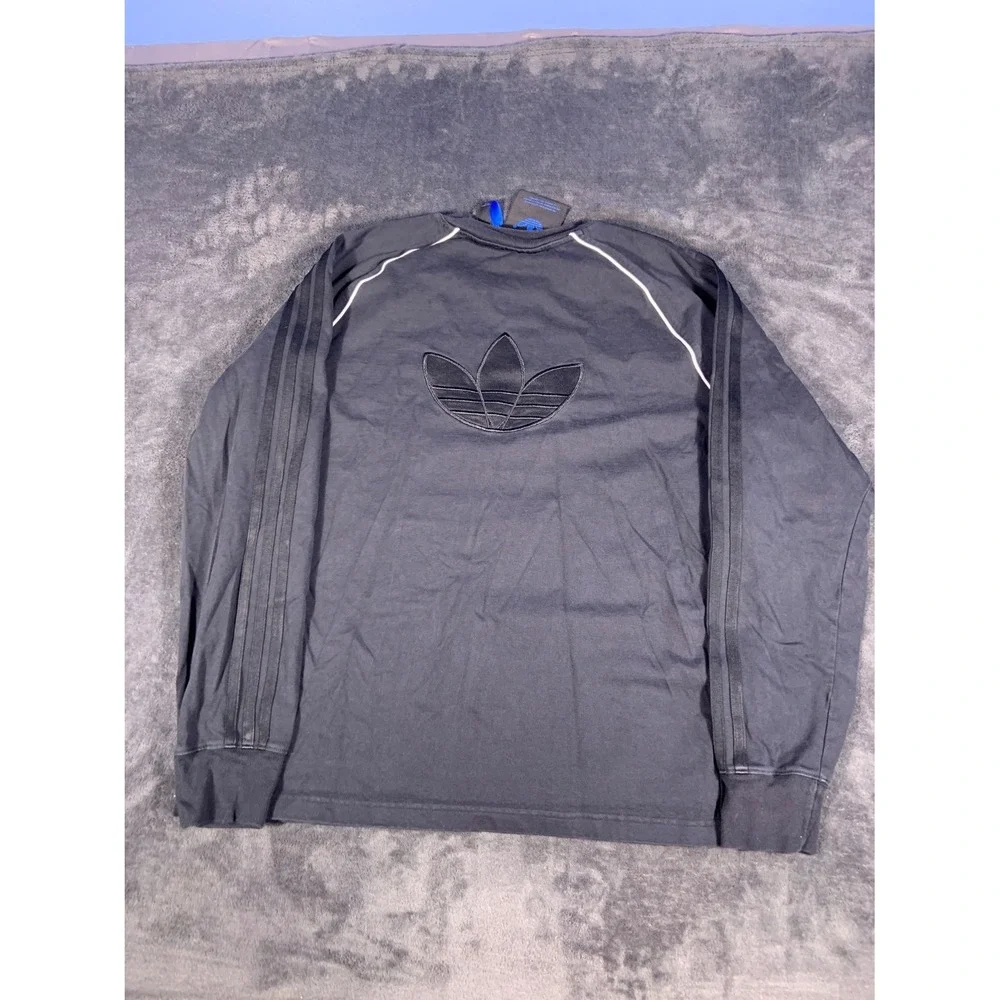 adidas Blue Version Men's Long Sleeve T-Shirt Black XL Trefoil Logo 3-Stripes